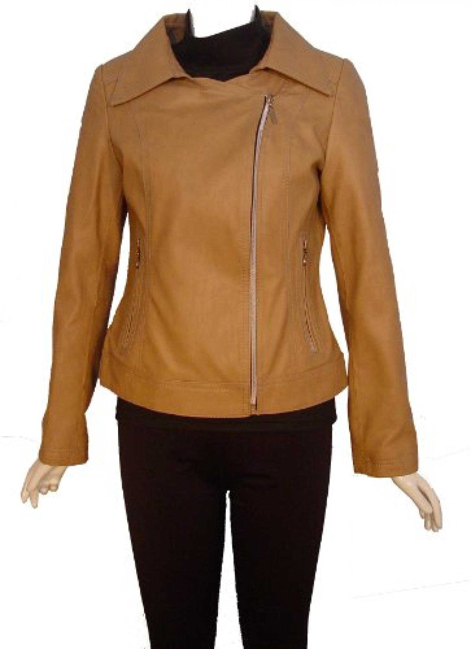 Paccilo PLUS SIZE Women 4094 Leather Moto Jacket Open Bottom Zip Front 