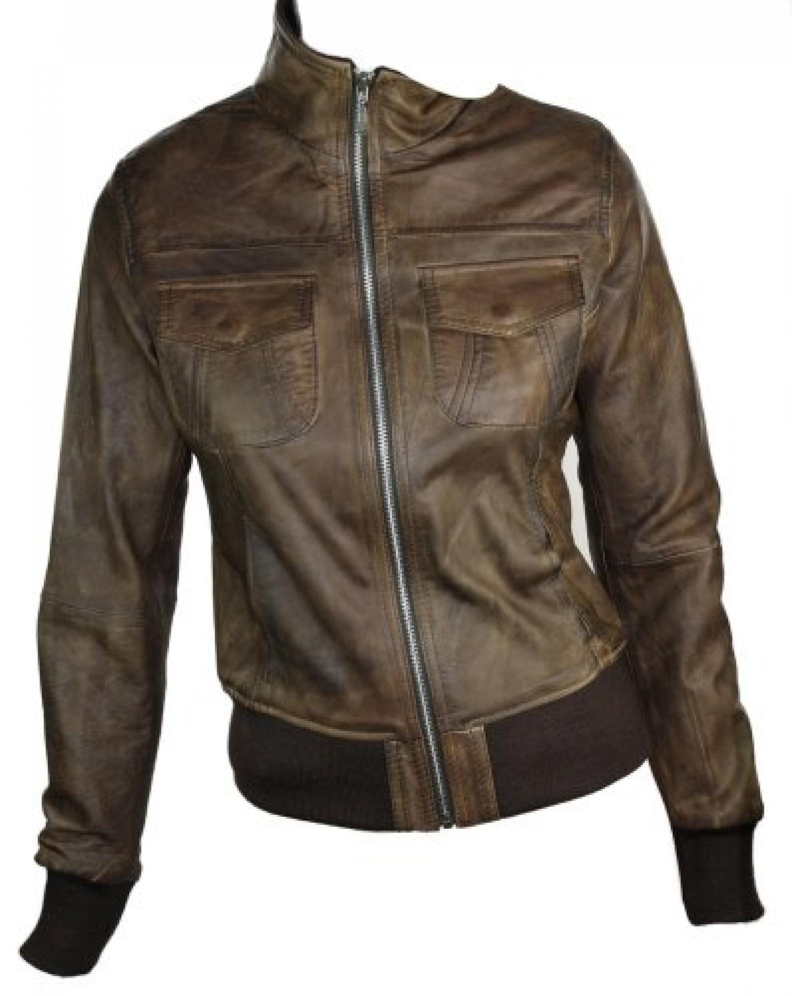 Damenjacke aus Echtleder in Braun Bomerstil Damenjacke aus Echtleder in Braun Bomerstil