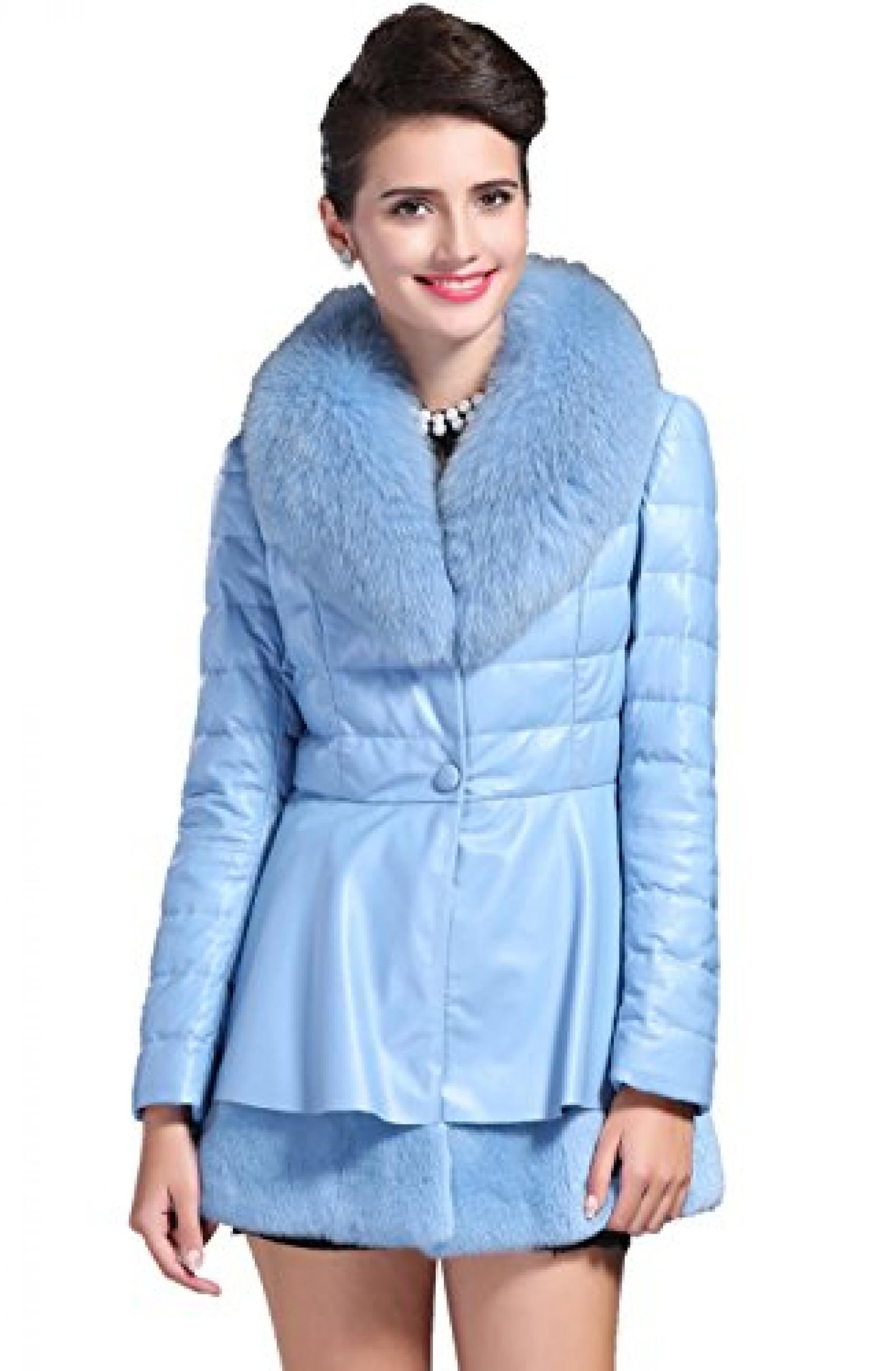 Dissa Neue Lady Schafspelz, echtem Leder Deman Jacken & M&auml;ntel ,Blau 