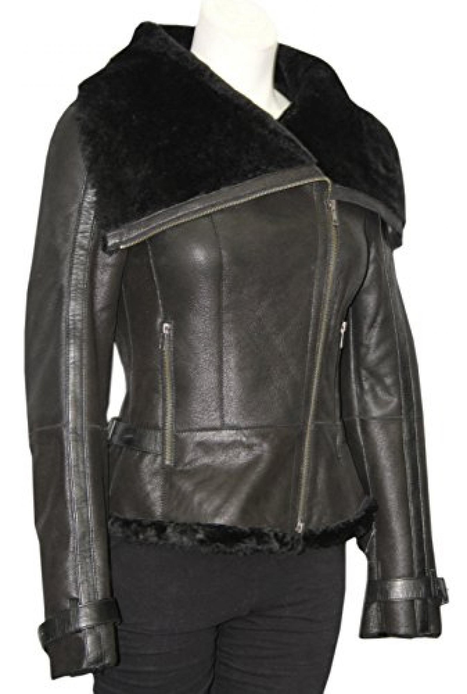 Damen Avia Schwarz Designer Super Model EchtlammfellSchaffell- Lederjacke Damen Avia Schwarz Designer Super Model EchtlammfellSchaffell- Lederjacke