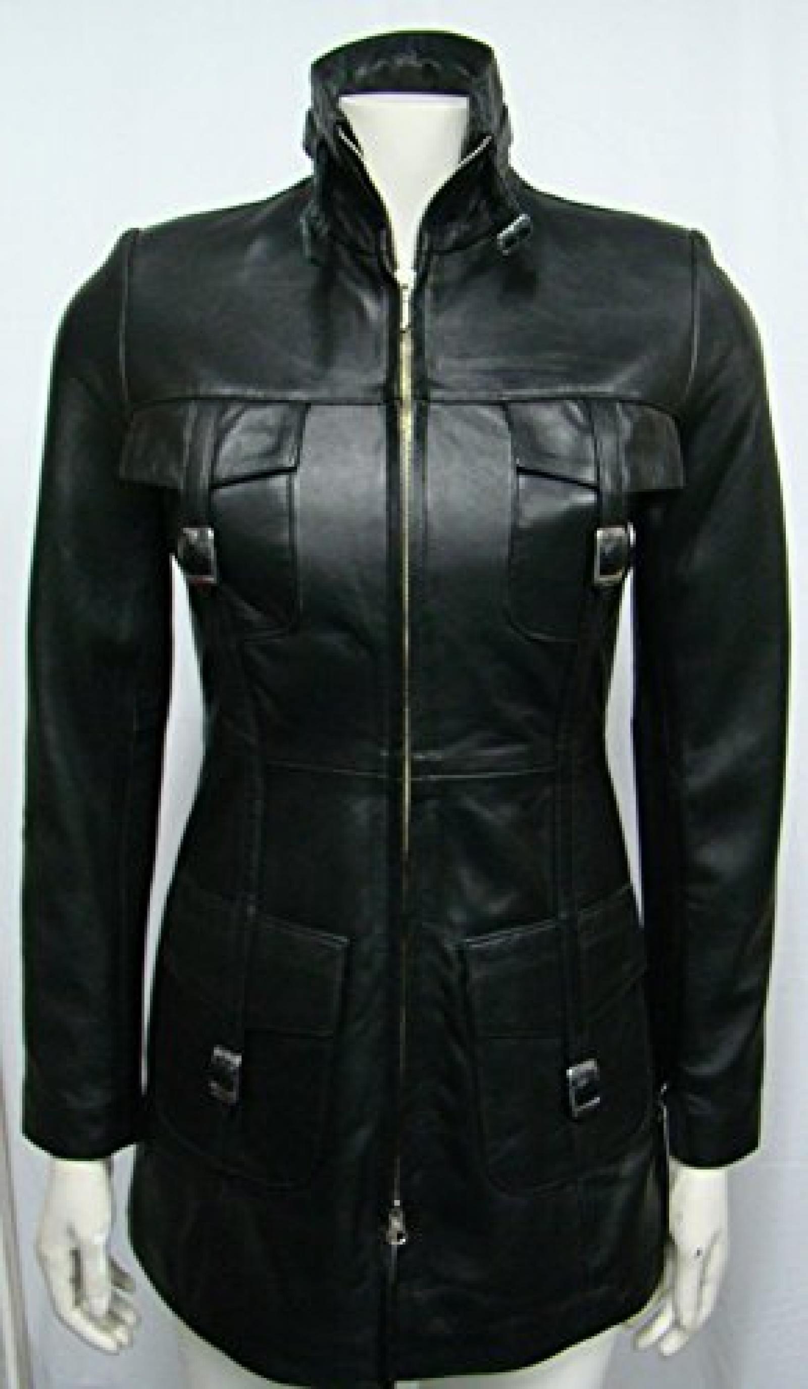 Damen H&uuml;ftl&auml;nge Einbau Weich Nappa EchtlederjackenAlle Gr&ouml;&szlig;en 