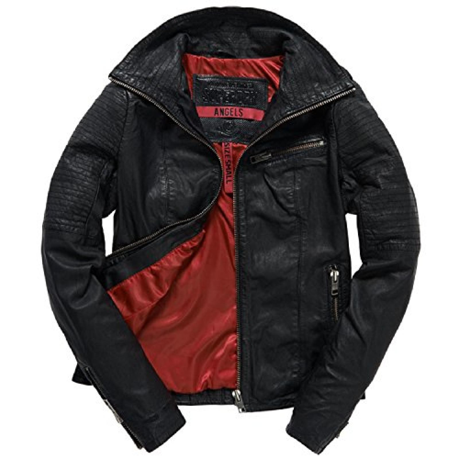 Superdry Lederjacke Women - ANGEL TALL JACKET - Black Superdry Lederjacke Women - ANGEL TALL JACKET - Black