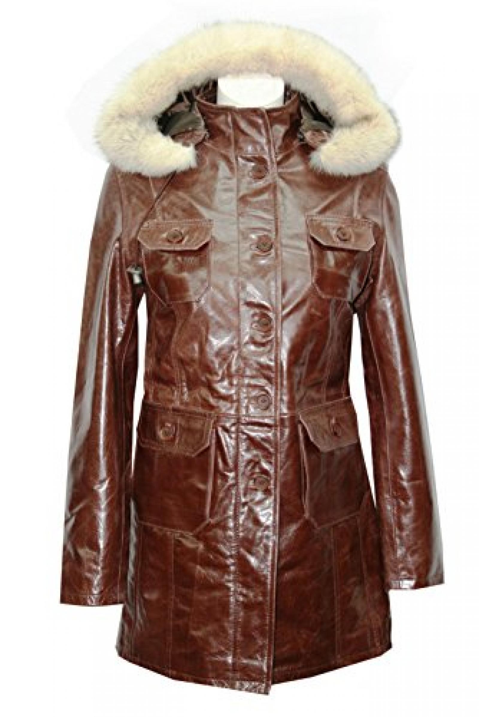 Ladys 9940 Dark Brown Glaze Kapuze Pelz- Mittellanges Echtlederjacke -Mantel Ladys 9940 Dark Brown Glaze Kapuze Pelz- Mittellanges Echtlederjacke -Mantel
