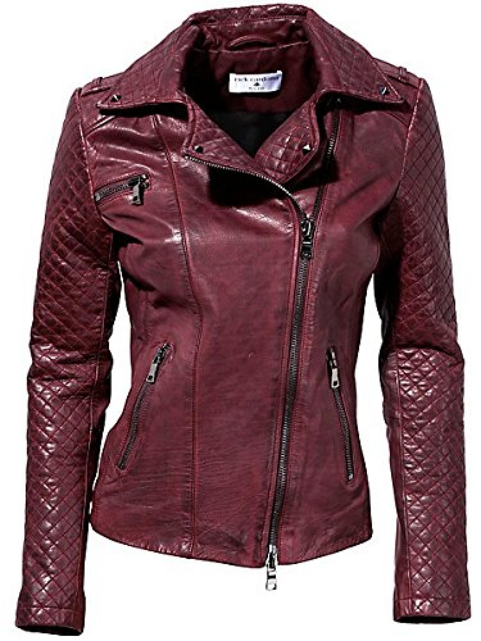 Damen RICK CARDONA Lederjacke in bordeaux - Größe: 36 