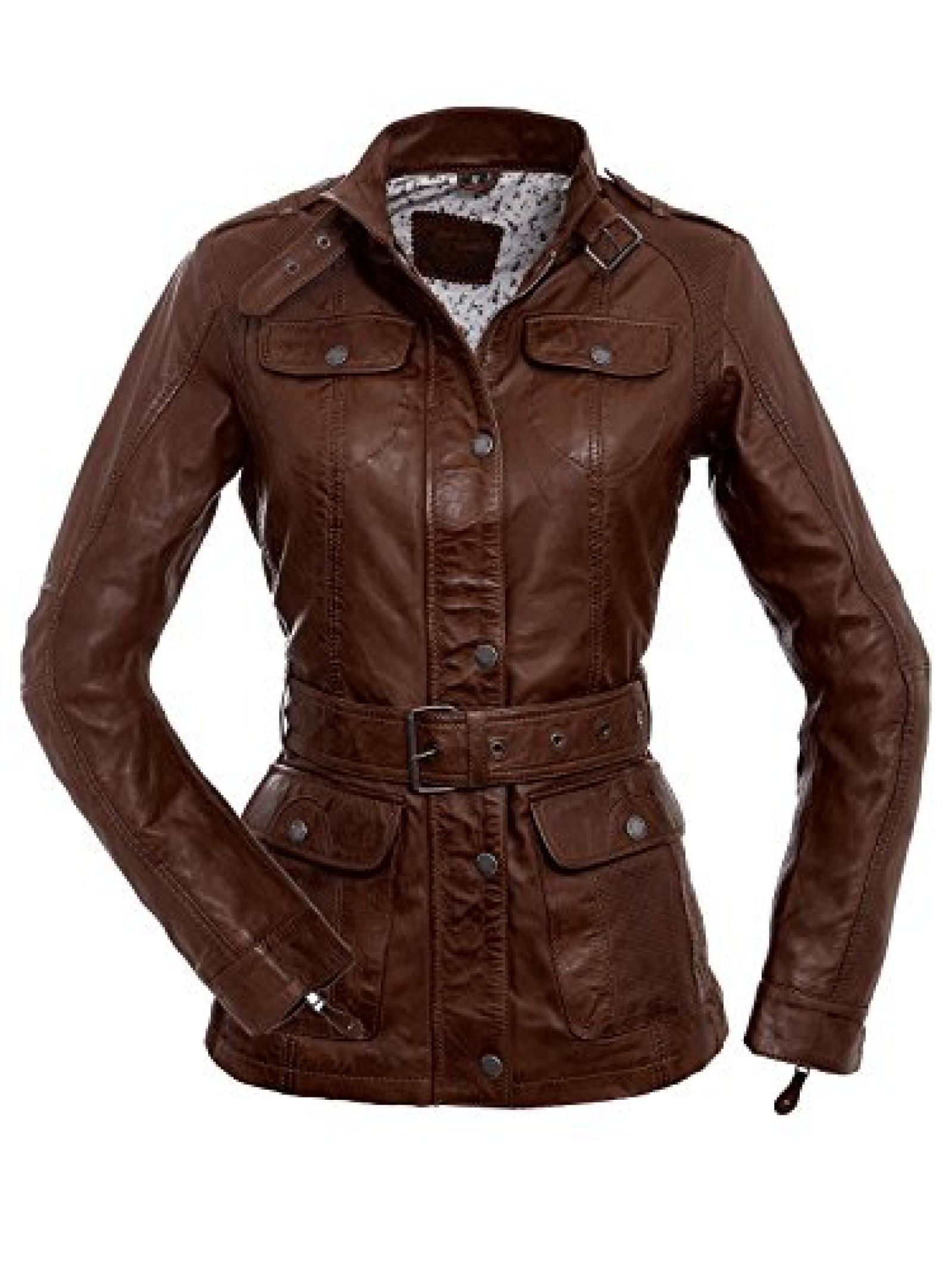 Magnifica Bella - Trendige Damen Lederjacke in Dunkelbraun S-XXL Magnifica Bella - Trendige Damen Lederjacke in Dunkelbraun S-XXL