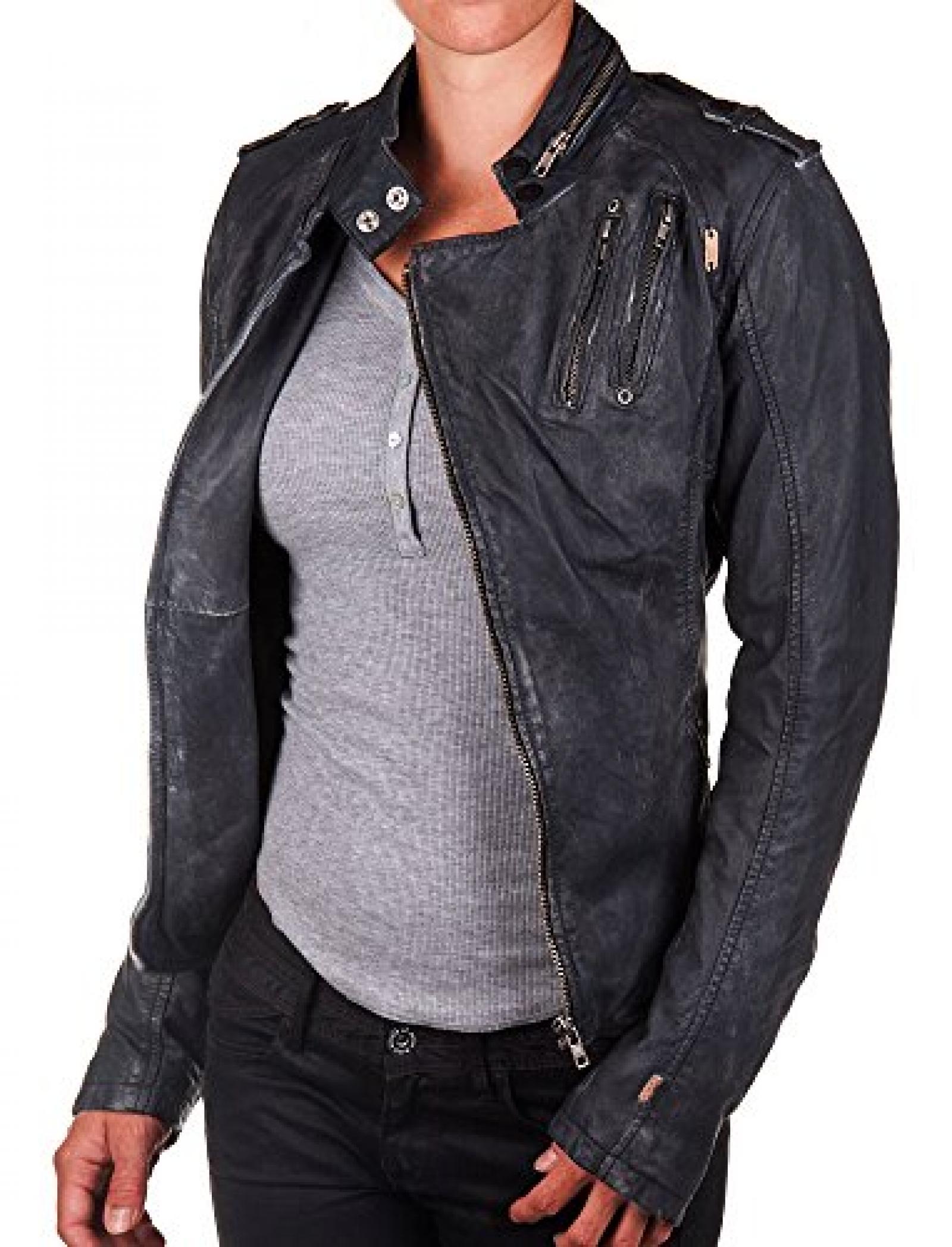 M.O.D Damen Lederjacke dark grey M.O.D Damen Lederjacke dark grey