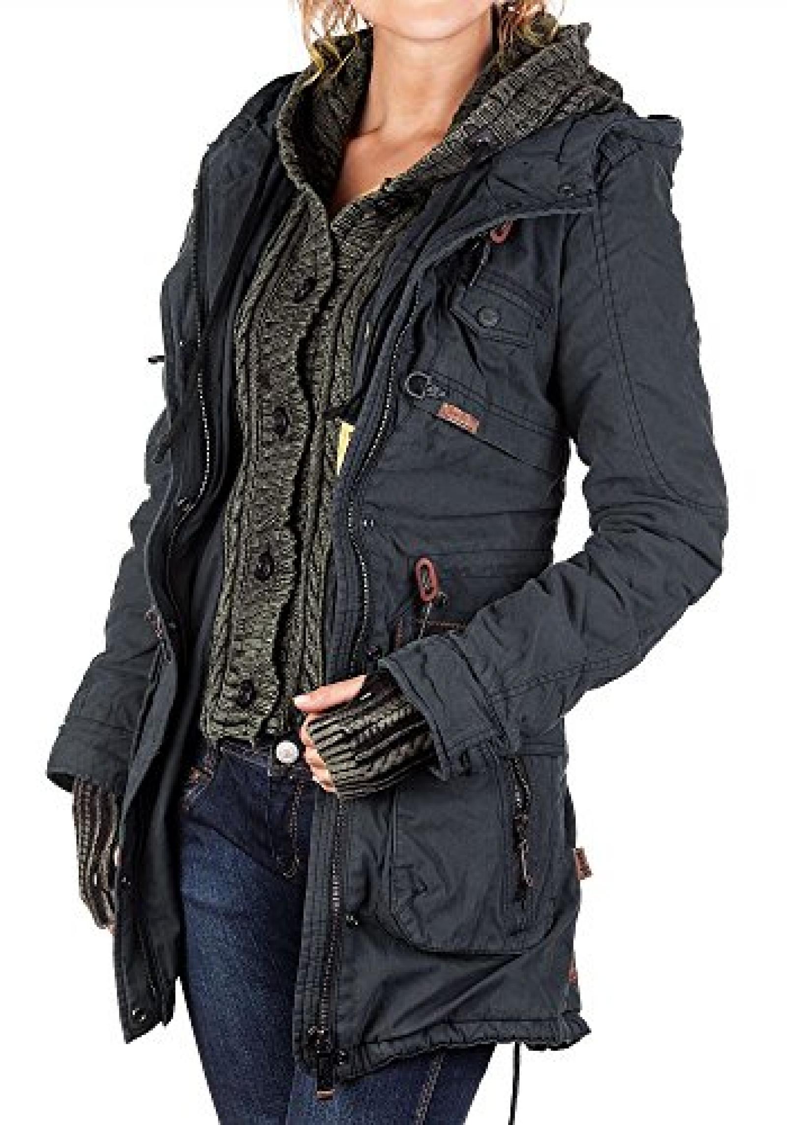 Khujo Damen Winterjacke mit Strickeinsatz und Handstulpen Khujo Damen Winterjacke mit Strickeinsatz und Handstulpen