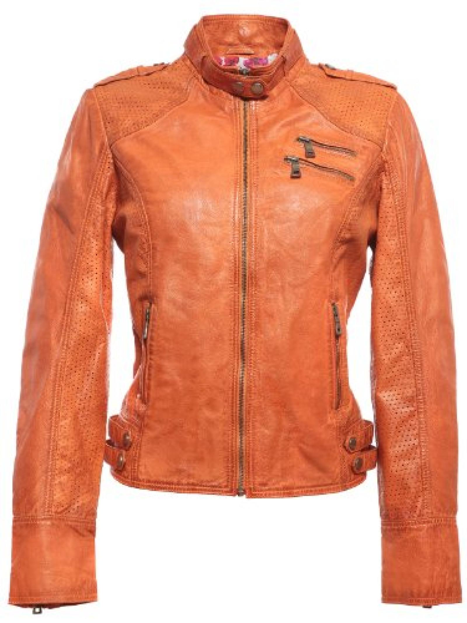 Trendige Damen Lederjacke Valentini in Orange Trendige Damen Lederjacke Valentini in Orange