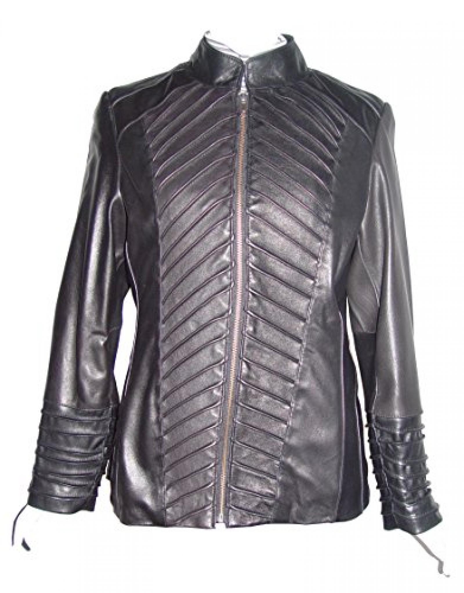 Nettailor Women 4190 Soft Leather Symmetrical Seam New Rider Jacket China Collar 
