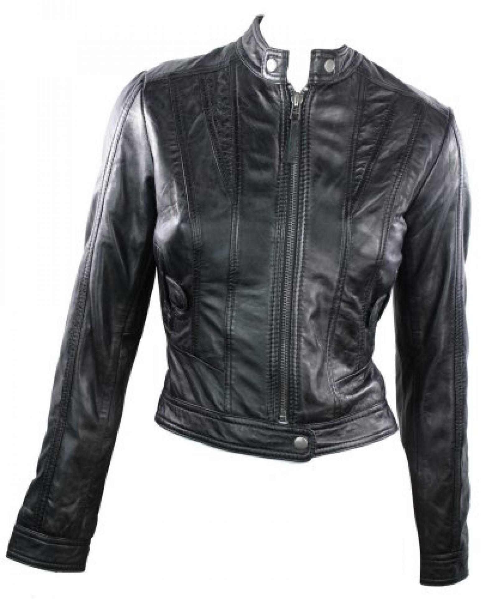 Echtleder Damenjacke Kurz Retro Style Chinesischer Kragen Echtleder Damenjacke Kurz Retro Style Chinesischer Kragen
