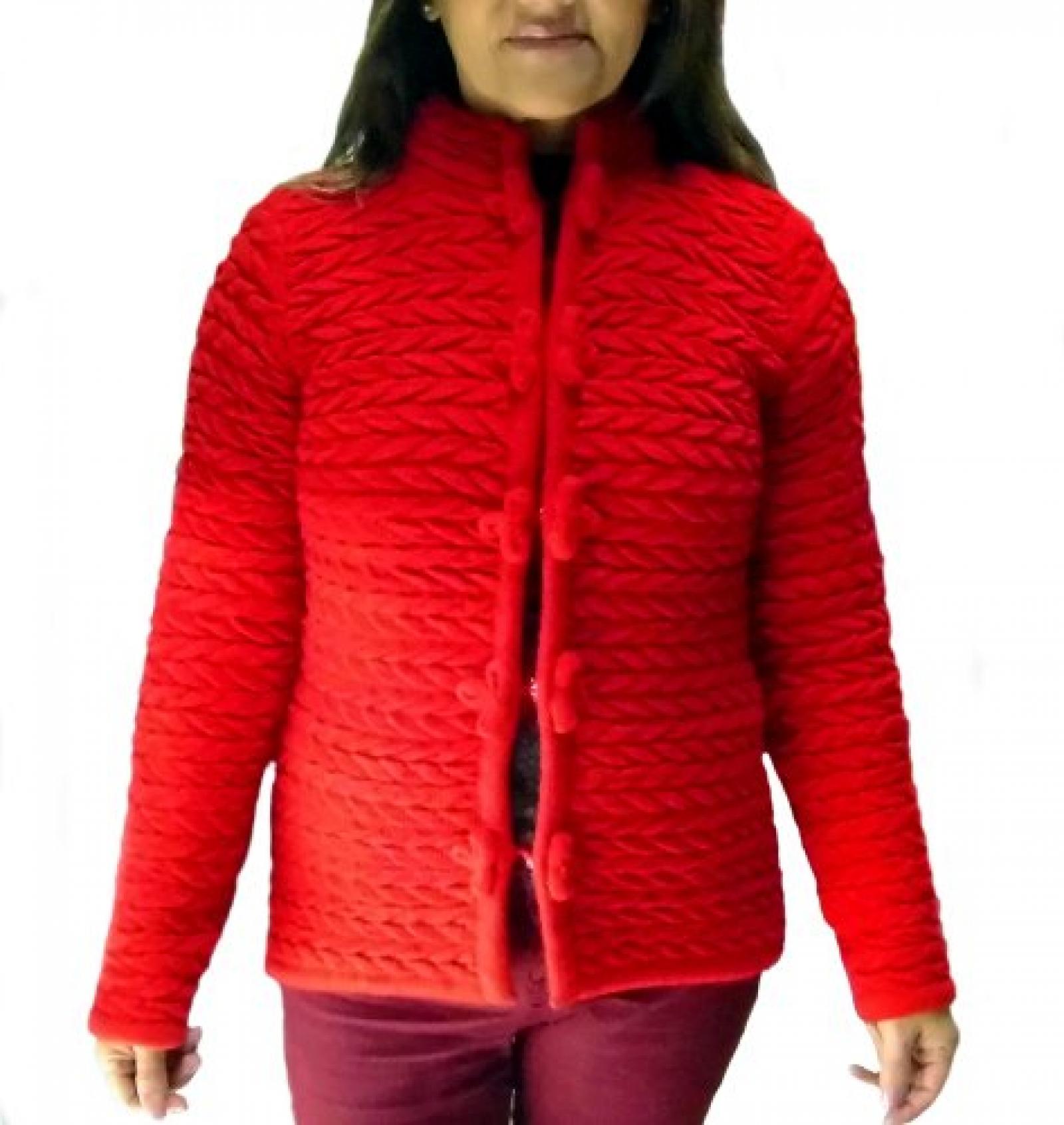 Alpakaandmore, Damenjacke Riffel aus Alpakawolle, Rot QW278 Alpakaandmore, Damenjacke Riffel aus Alpakawolle, Rot QW278