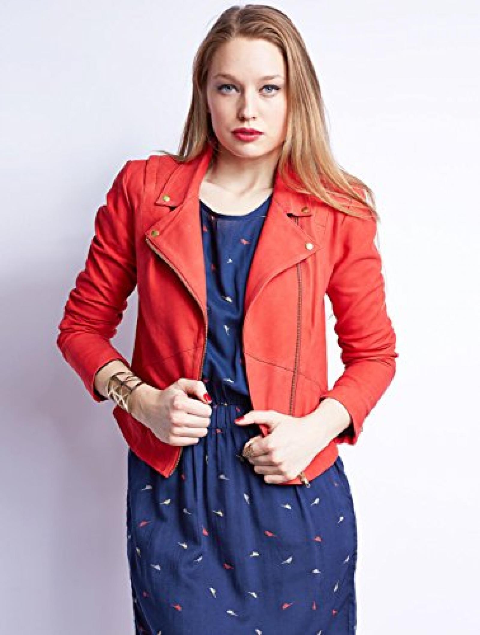Lederjacke Lein Bicker Jacket Fiery Red YAS Lederjacke Lein Bicker Jacket Fiery Red YAS