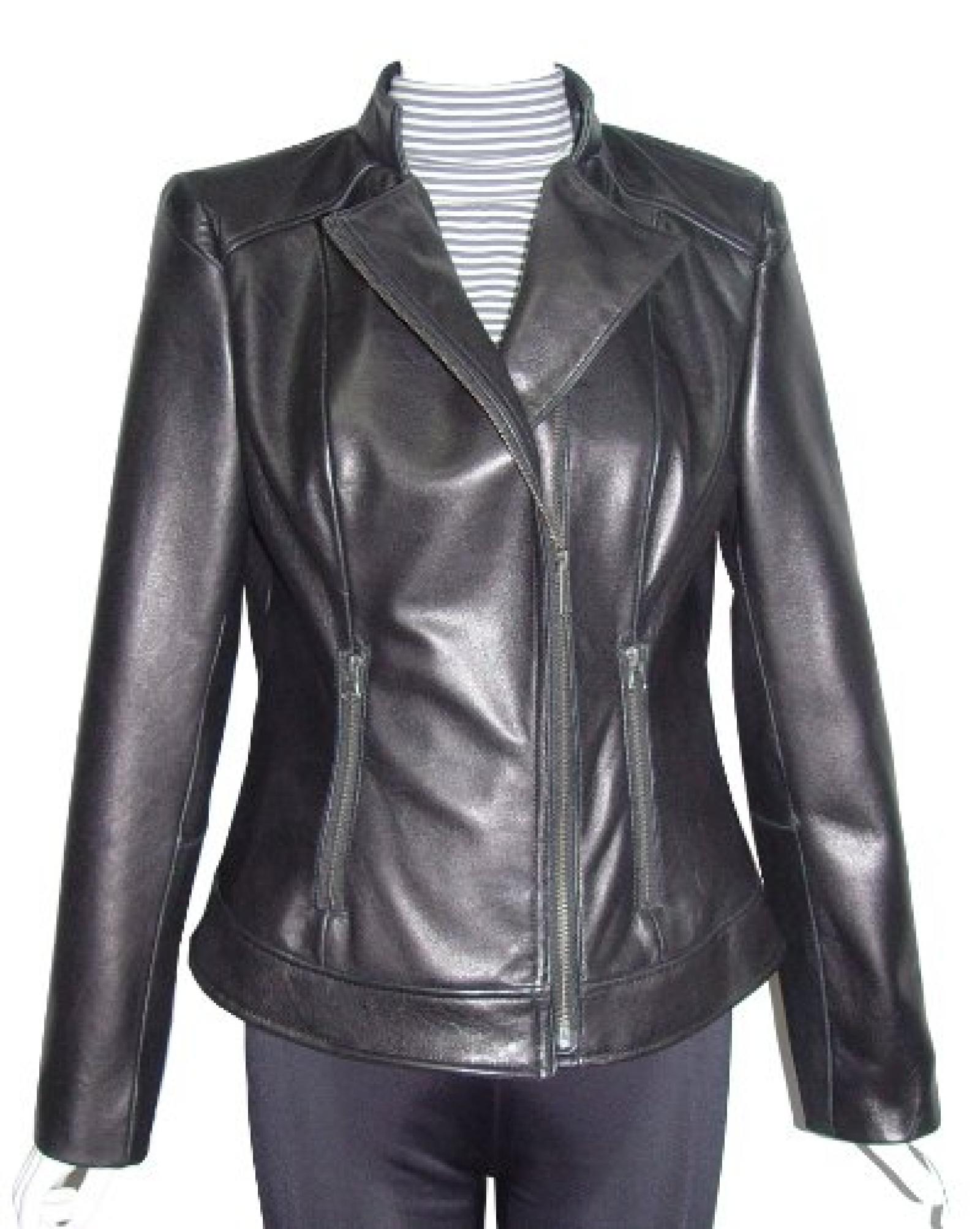 Nettailor FREE tailoring Women PETITE SZ 4064 Leather Moto Jacket Stand Collar 