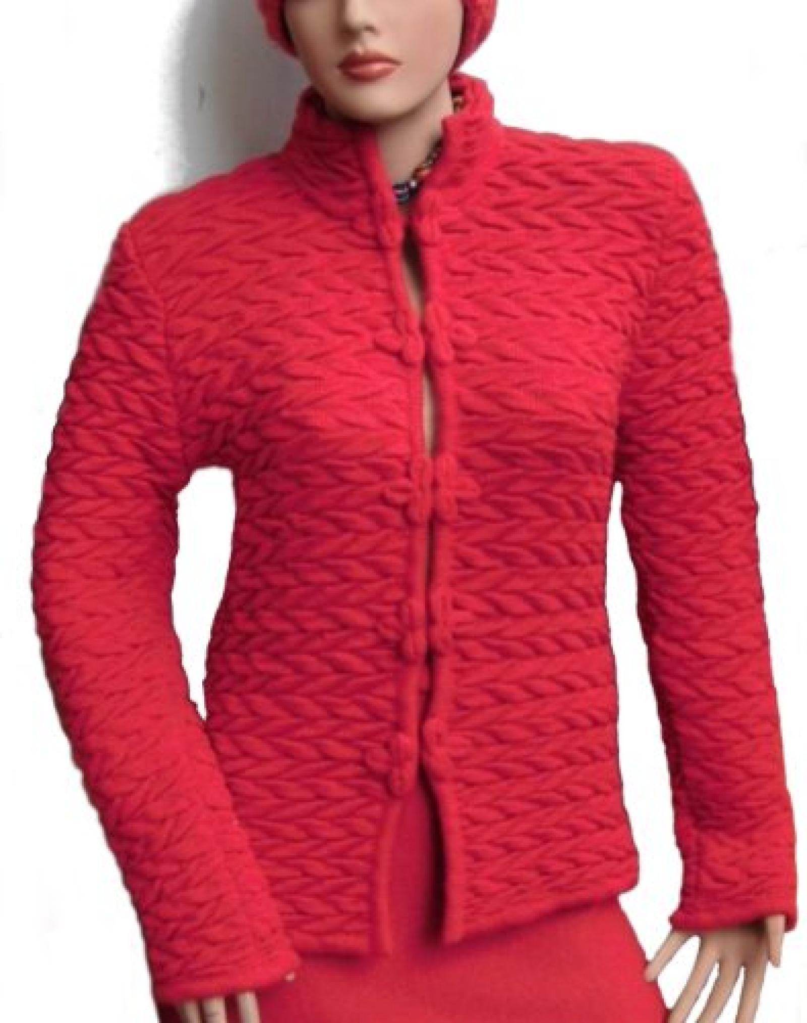 Alpakaandmore, Rote Damenjacke Alpakawolle QW181 Alpakaandmore, Rote Damenjacke Alpakawolle QW181