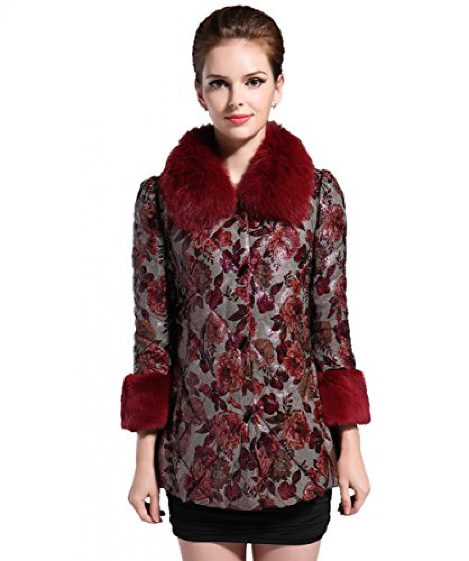 E-Girl Neue Druck Lady Schafspelz, echtem Leder Deman Jacken & M&auml;ntel ,Rot 