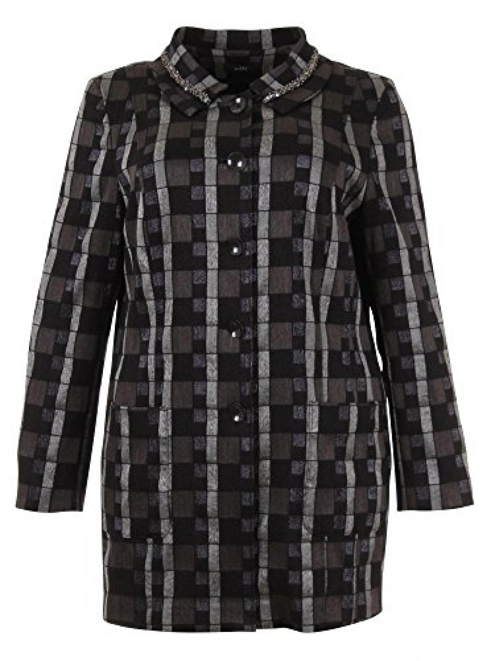 Wille - Damen - edle Jacke in grau-schwarz mit Verzierung am Kragen Wille - Damen - edle Jacke in grau-schwarz mit Verzierung am Kragen