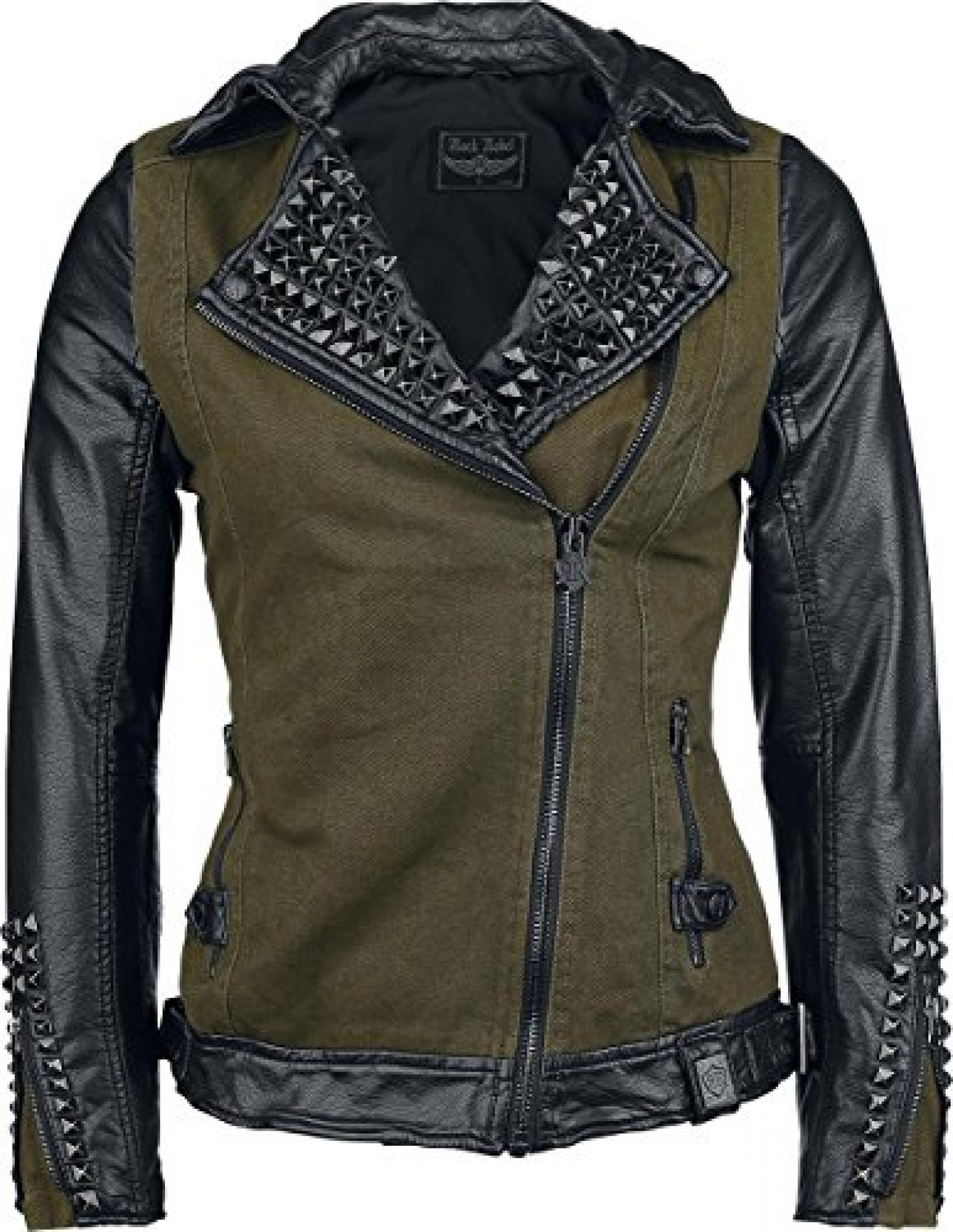 Rock Rebel by EMP Studded Biker Jacket Girl-Jacke oliv/schwarz Rock Rebel by EMP Studded Biker Jacket Girl-Jacke oliv/schwarz