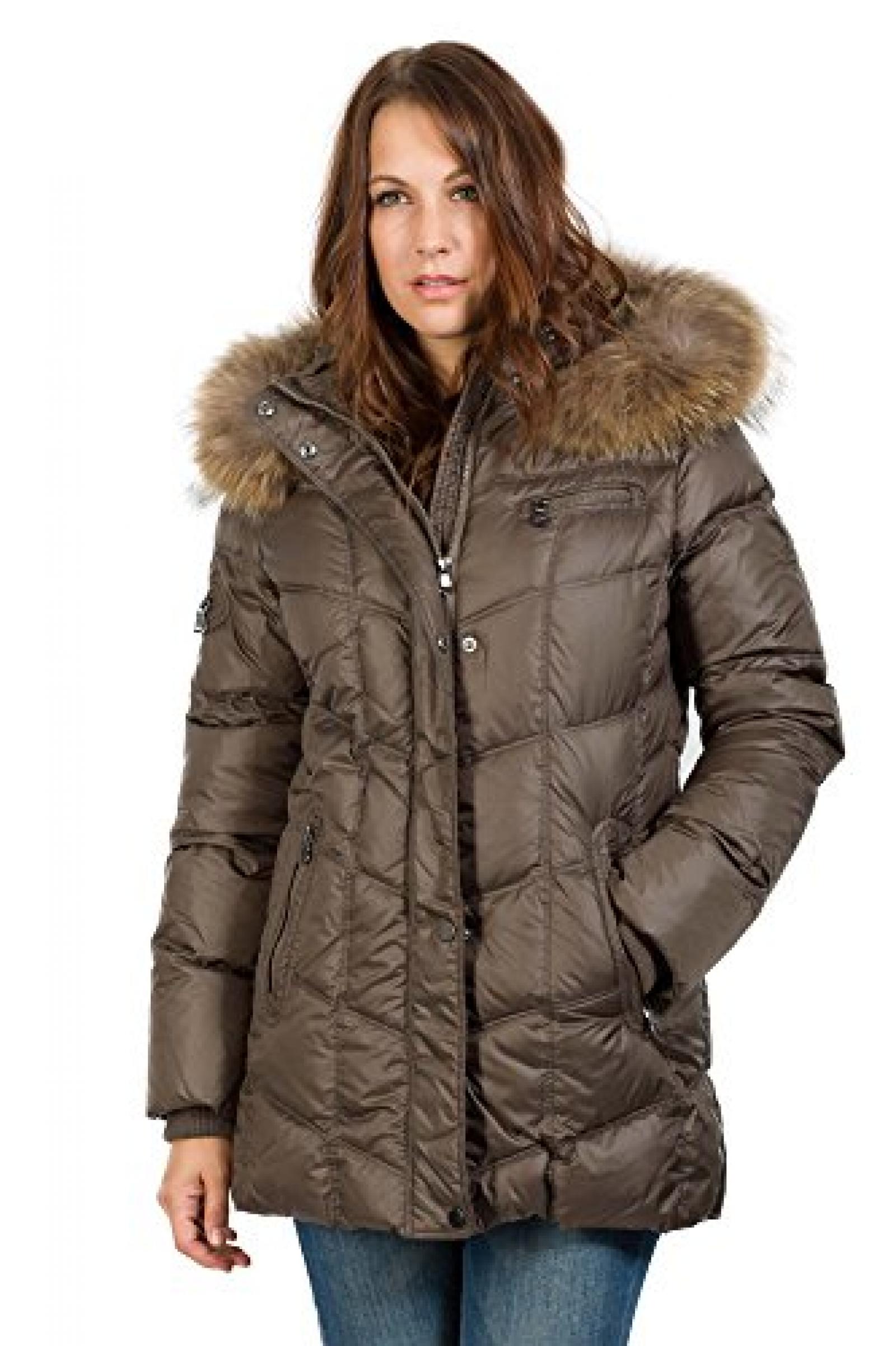 Coole moderne Daunenjacke khaki mit Fellkragen vom Lifestylelabel Saki! Coole moderne Daunenjacke khaki mit Fellkragen vom Lifestylelabel Saki!