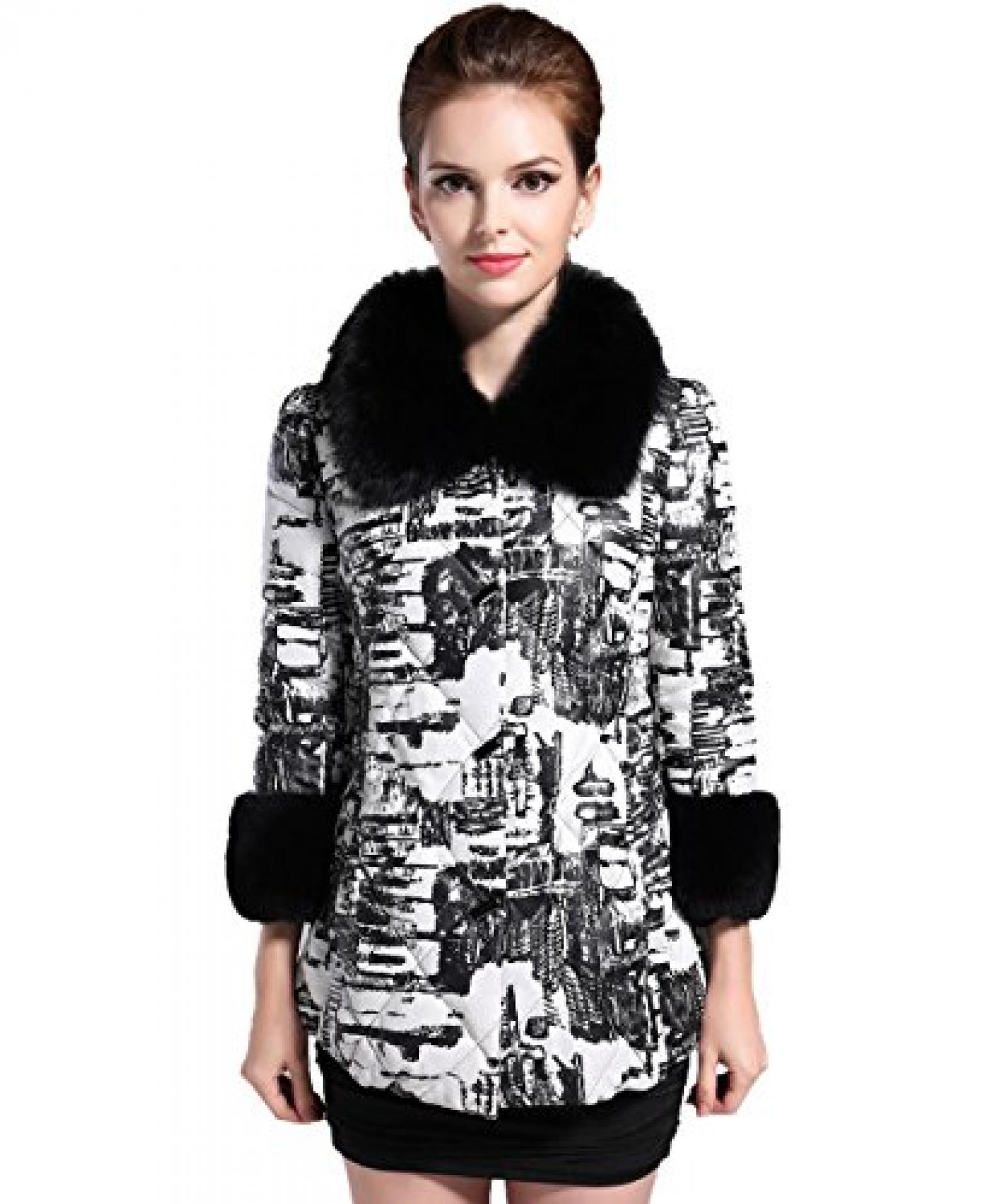 E-Girl Neue Druck Lady Schafspelz, echtem Leder Deman Jacken & M&auml;ntel ,Schwarz&Wei&szlig; 