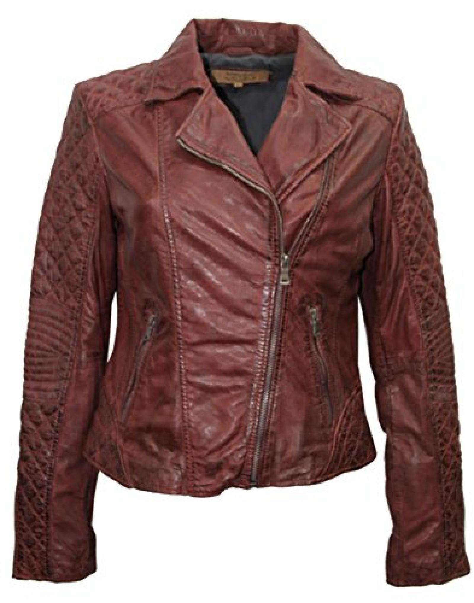 Brampton London Frauen Jessie OxRED Designer Stilvolle EchtlederjackeAlle Gr&ouml;&szlig;e 