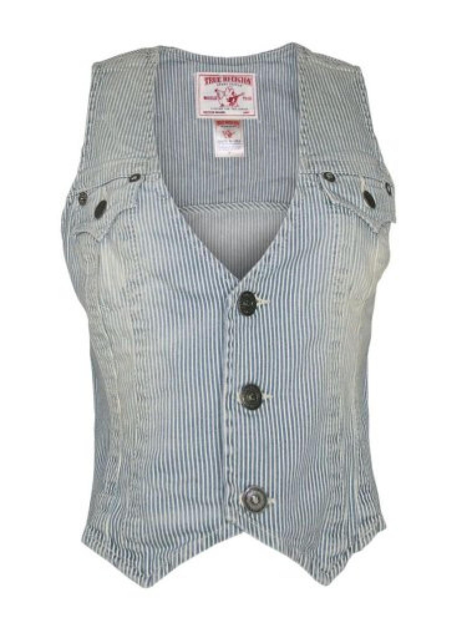 TRUE RELIGION Damen Designer Jeans Weste Jacke - ROXANNE - TRUE RELIGION Damen Designer Jeans Weste Jacke - ROXANNE -