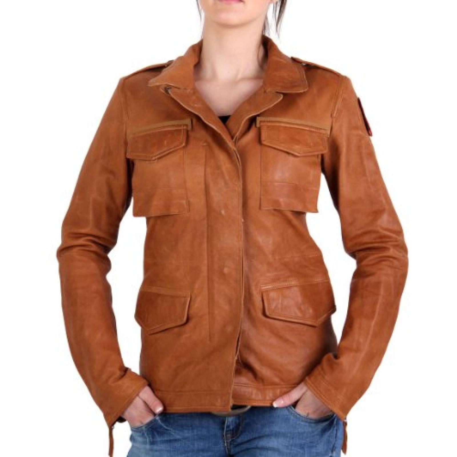 PARAJUMPERS Damen Sommer Lederjacke Jenny Leather Cognac Brown LE02 PARAJUMPERS Damen Sommer Lederjacke Jenny Leather Cognac Brown LE02