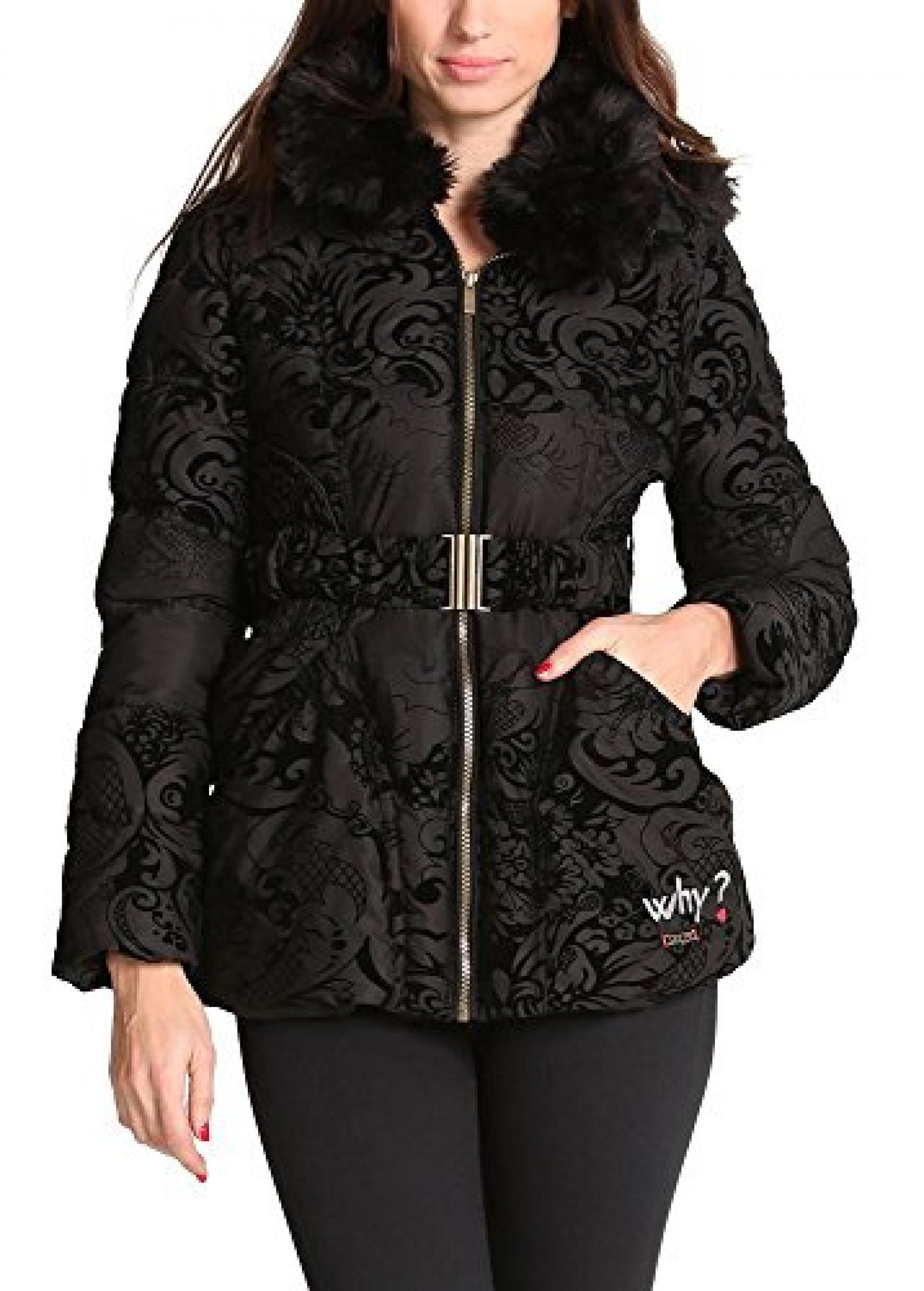 Desigual Damen Steppjacke mit G&uuml;rtel negro 