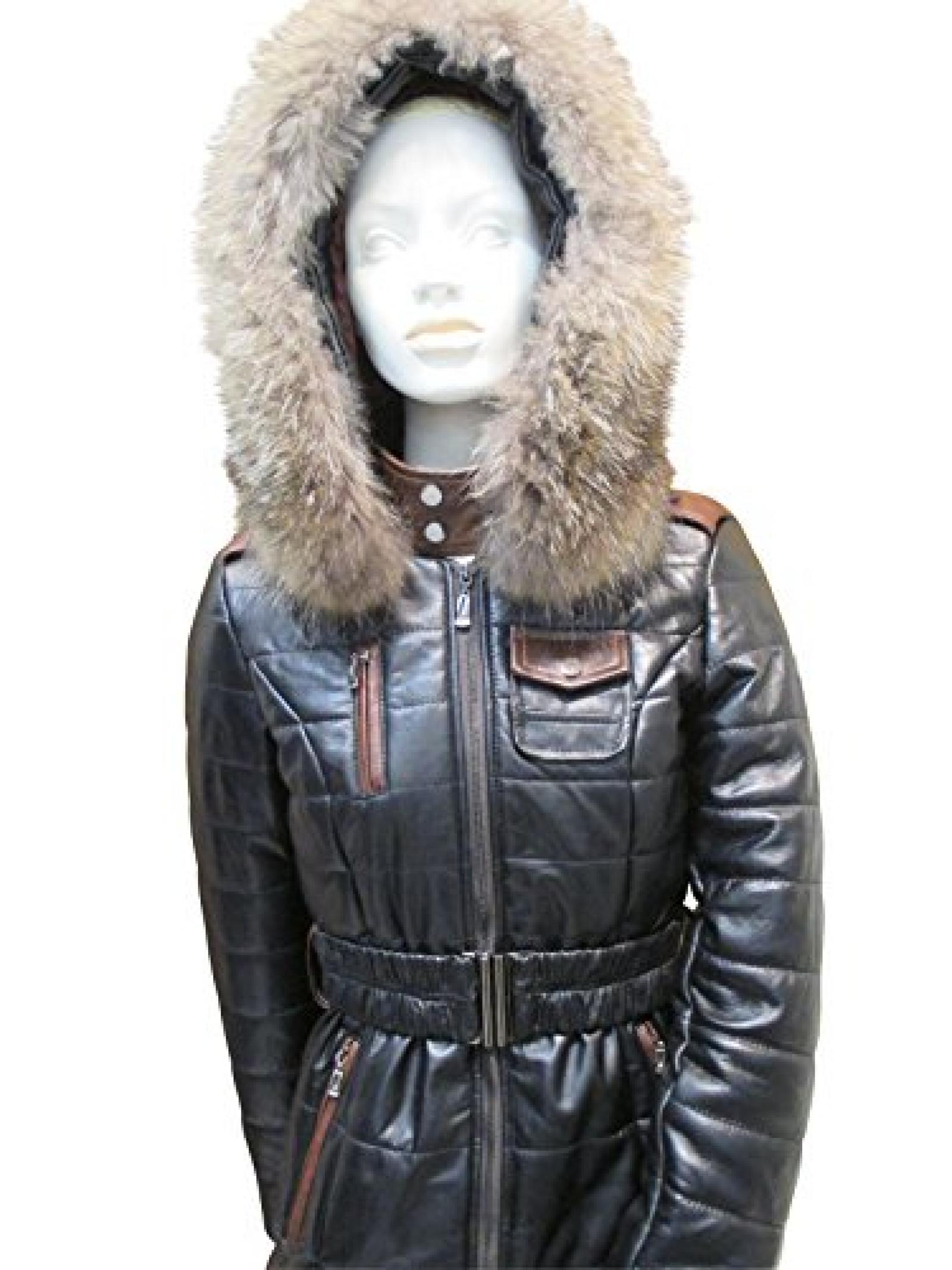 Echt Leder Stepp Jacke Mega Fell Kragen Italy Fashion Fur Pelz 