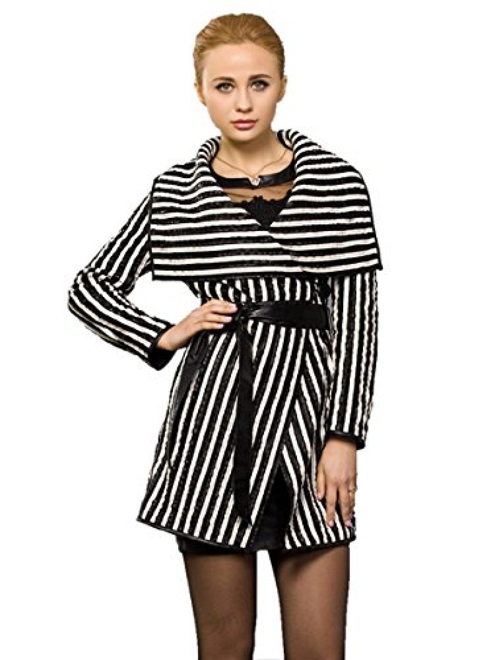 Dissa Lapel Lady Schafspelz,echtem Leder Deman Jacken & M&auml;ntel,Dust M&auml;ntel ,Blackwhite 