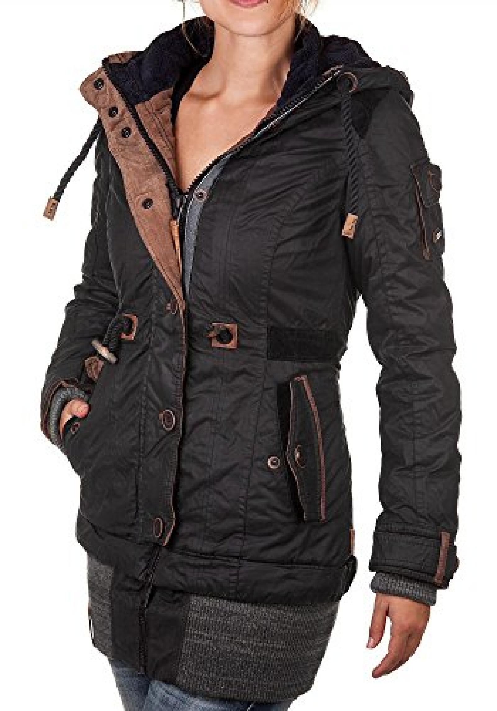 Naketano Damen Winterjacke mit breitem, abnehmbarem Bund - verschiedene Farben Naketano Damen Winterjacke mit breitem, abnehmbarem Bund - verschiedene Farben