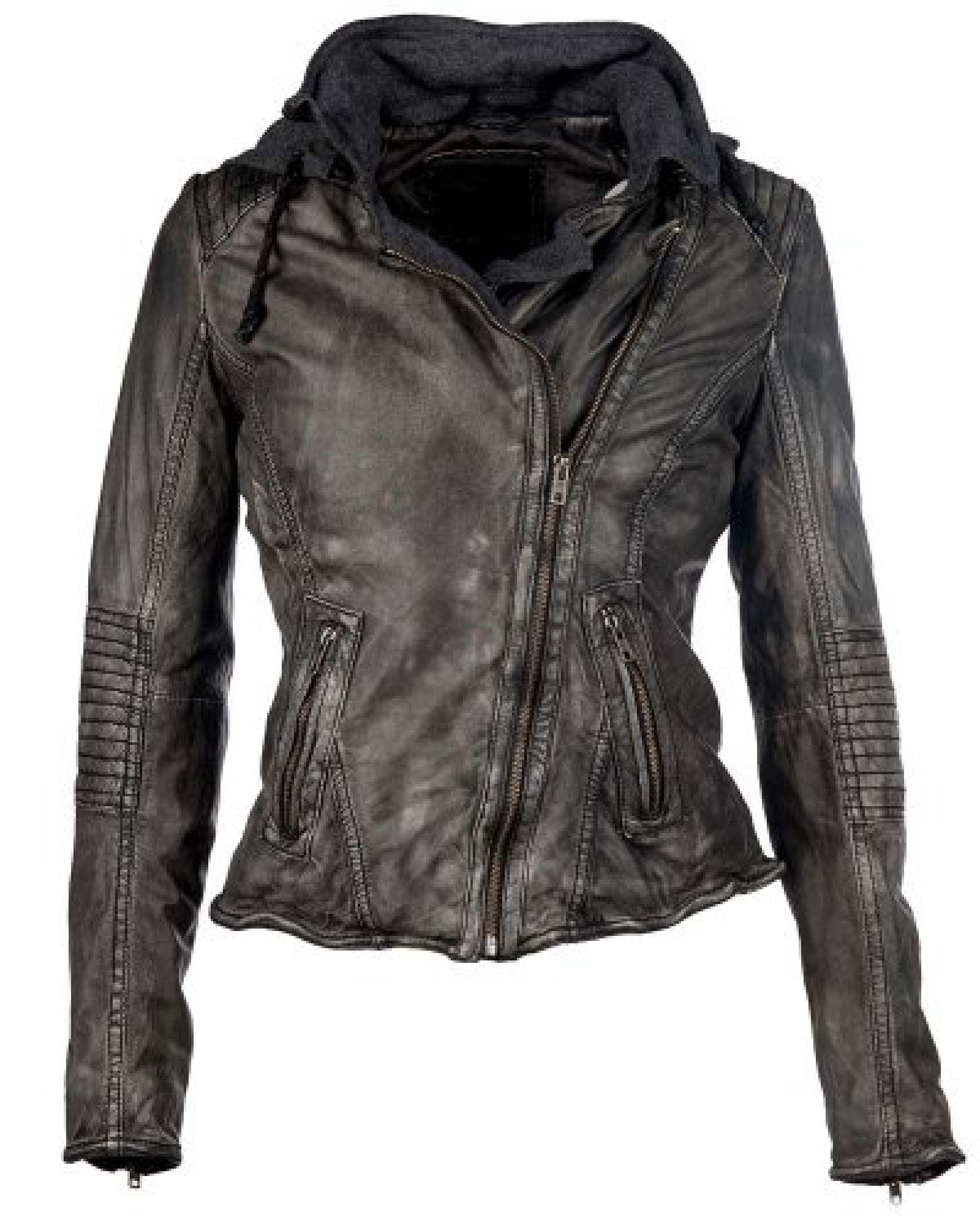 Goodwell Lederjacke, Damen Alma (Schwarz) 