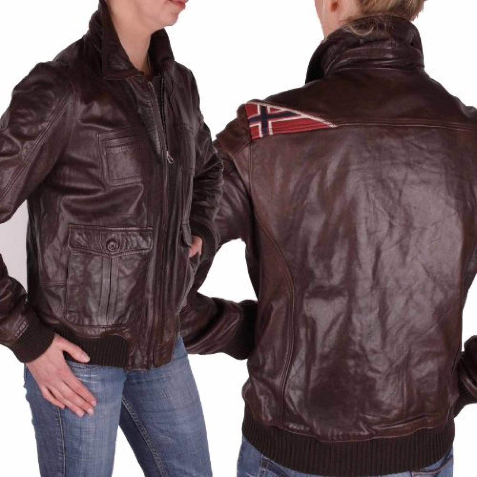 Napapijri Damen Jacke Lederjacke Aguiara Braun Gr. XL; XXL #RIF029(XL)  Napapijri Damen Jacke Lederjacke Aguiara Braun Gr. XL; XXL #RIF029(XL)