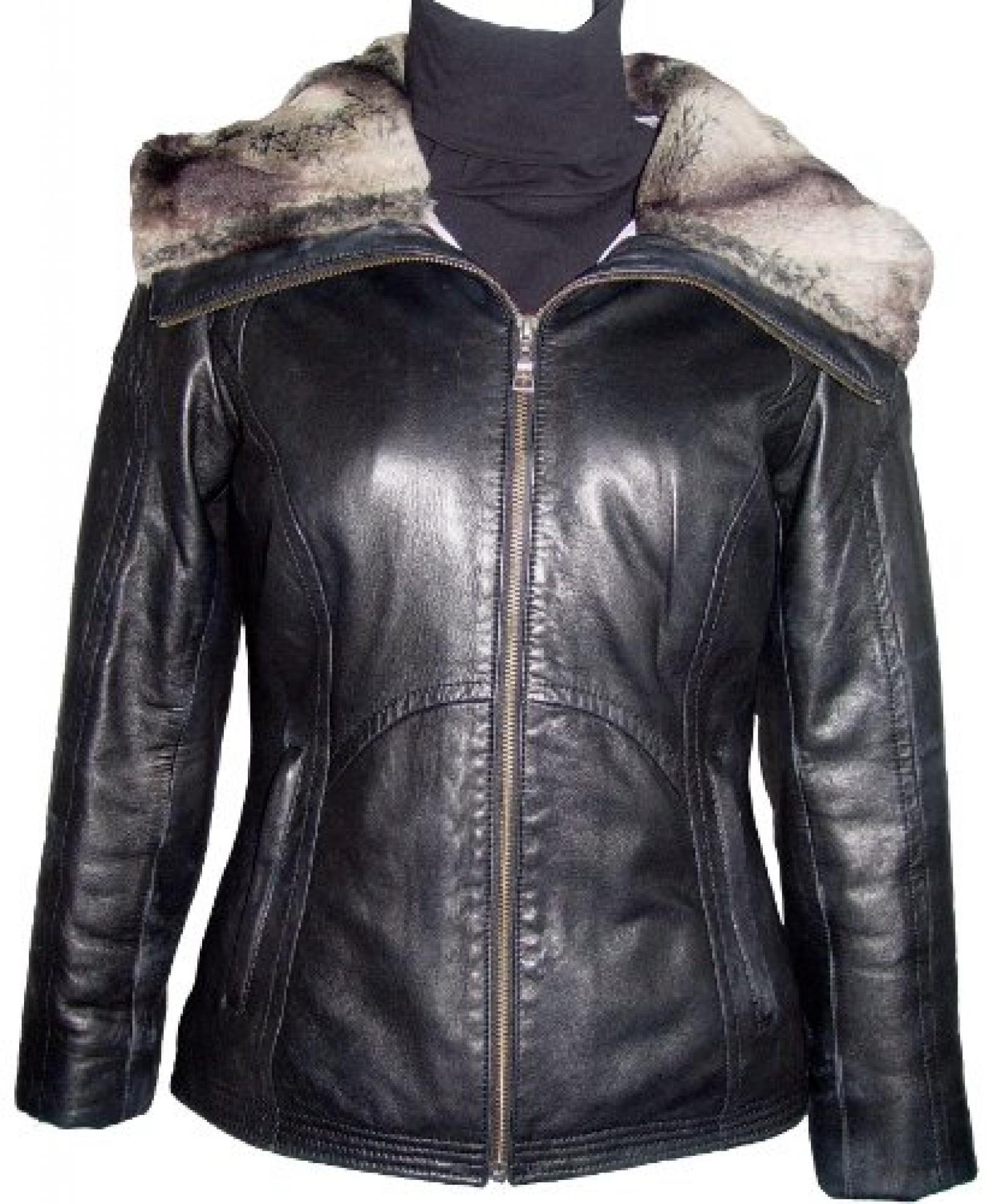 Paccilo FREE tailoring Womens 4000 Plus Size Short Leather Jacket Parka 