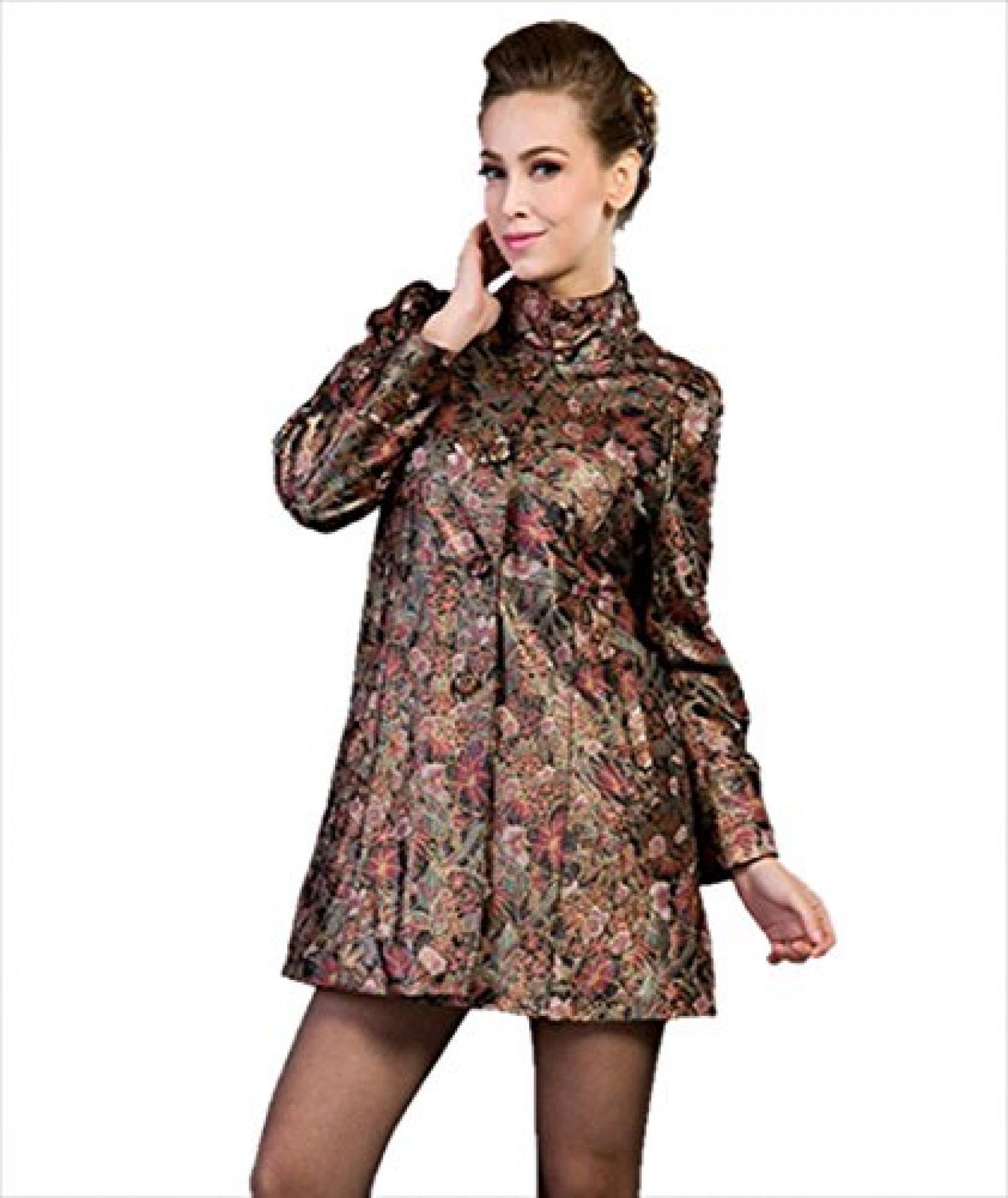 Valin Blumendrucken Lady Schafspelz, echtem Leder Deman Jacken & M&auml;ntel ,Mehrfarbig-1 