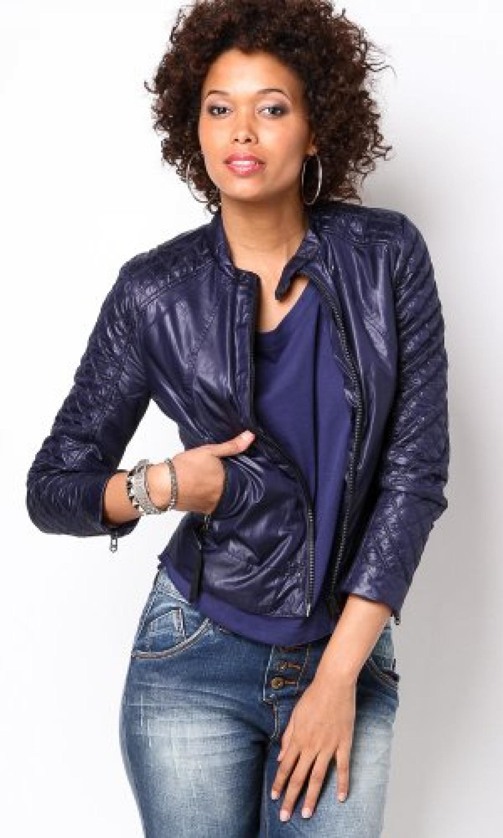 Leather look jacket Raw Radar Biker Overshirt Wmn Brittany Blue G-StarDamen 
