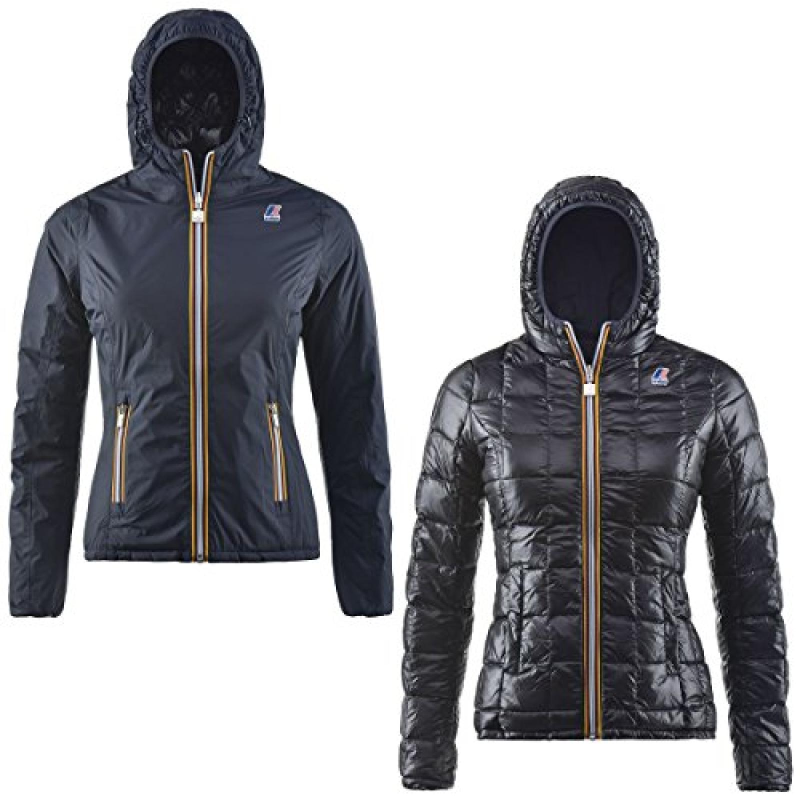 Kway piumino donna reversibile K002110F95 colore blu con interno nero Kway piumino donna reversibile K002110F95 colore blu con interno nero