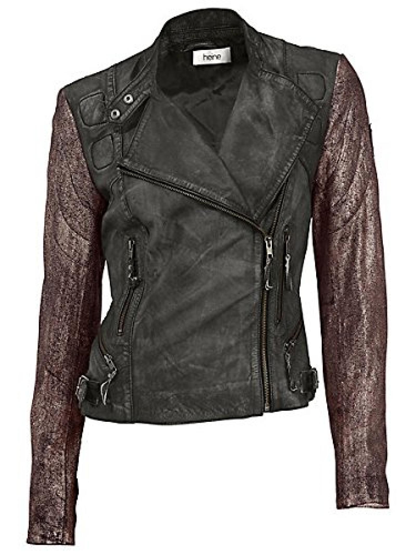 Damen Heine Lederjacke in taupe - Gr&ouml;&szlig;e: XXL 