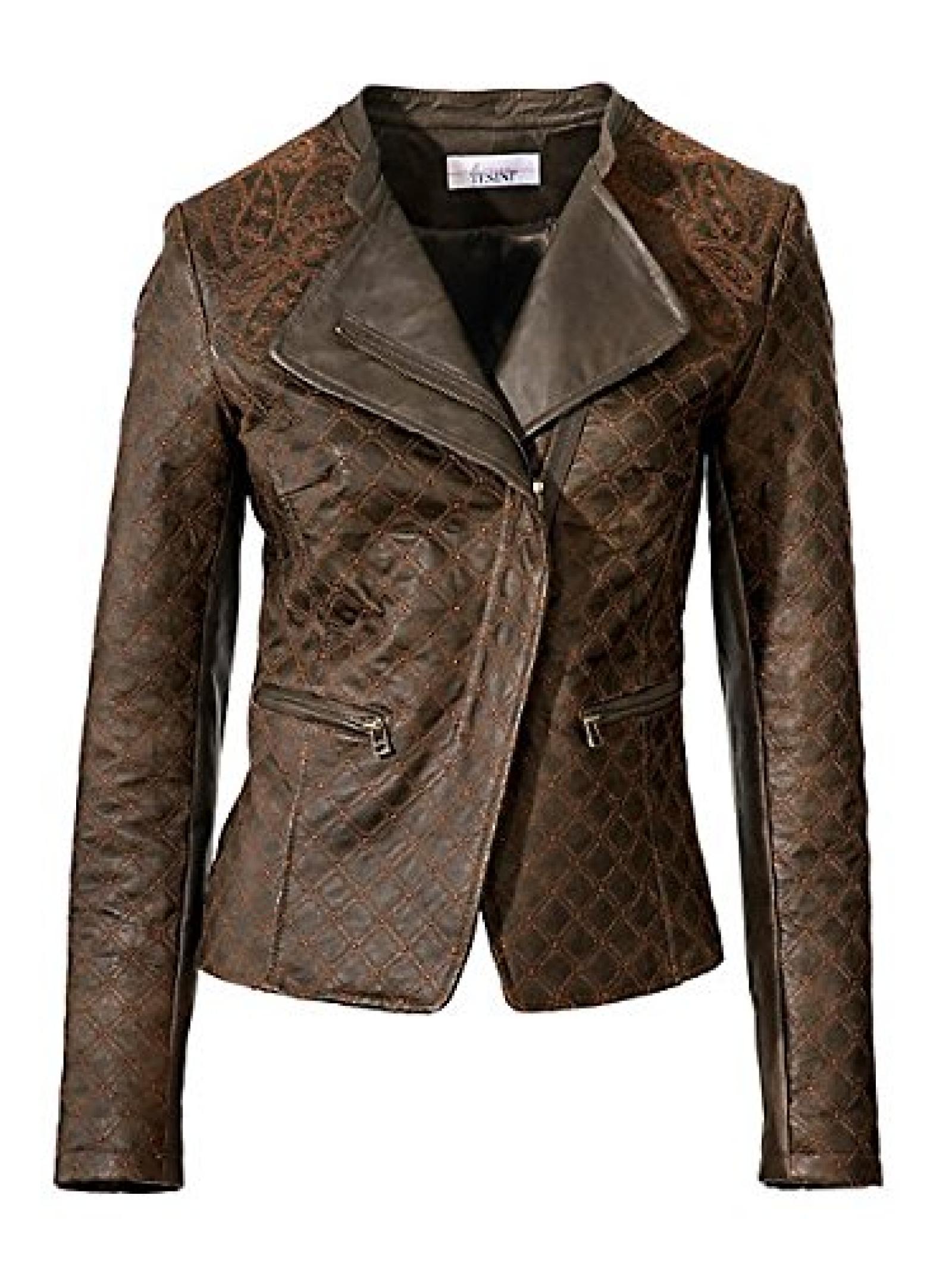 Damen LINEA TESINI Lederjacke in braun - Gr&ouml;&szlig;e: 44 