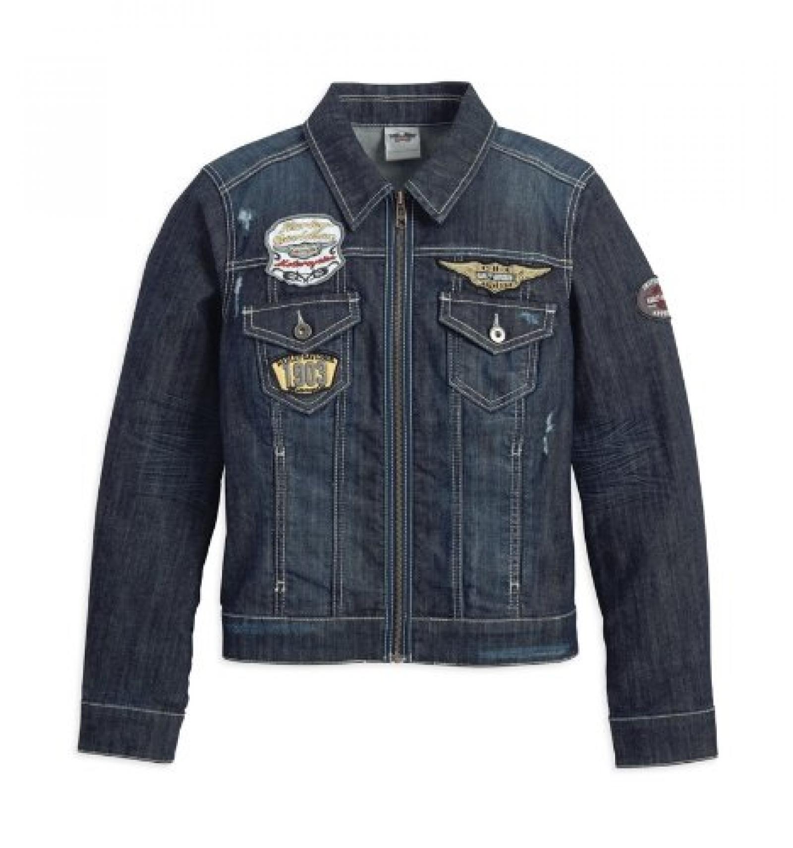 Harley-Davidson Denim Jacket with Patches 96260-12VW Damen Outerwear Harley-Davidson Denim Jacket with Patches 96260-12VW Damen Outerwear
