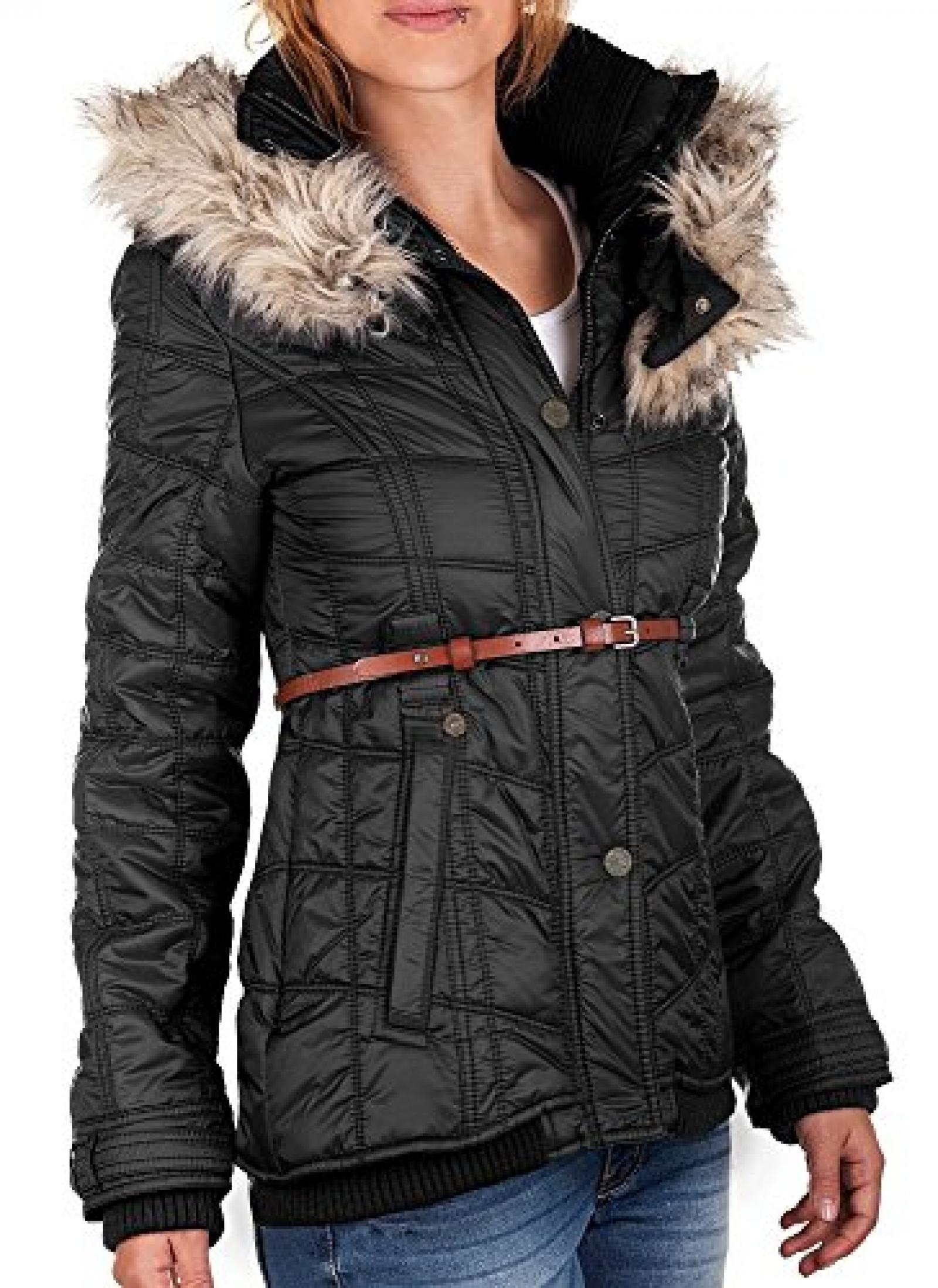 Khujo Damen Winterjacke mit Gürtel und Kapuze gesteppt Khujo Damen Winterjacke mit Gürtel und Kapuze gesteppt