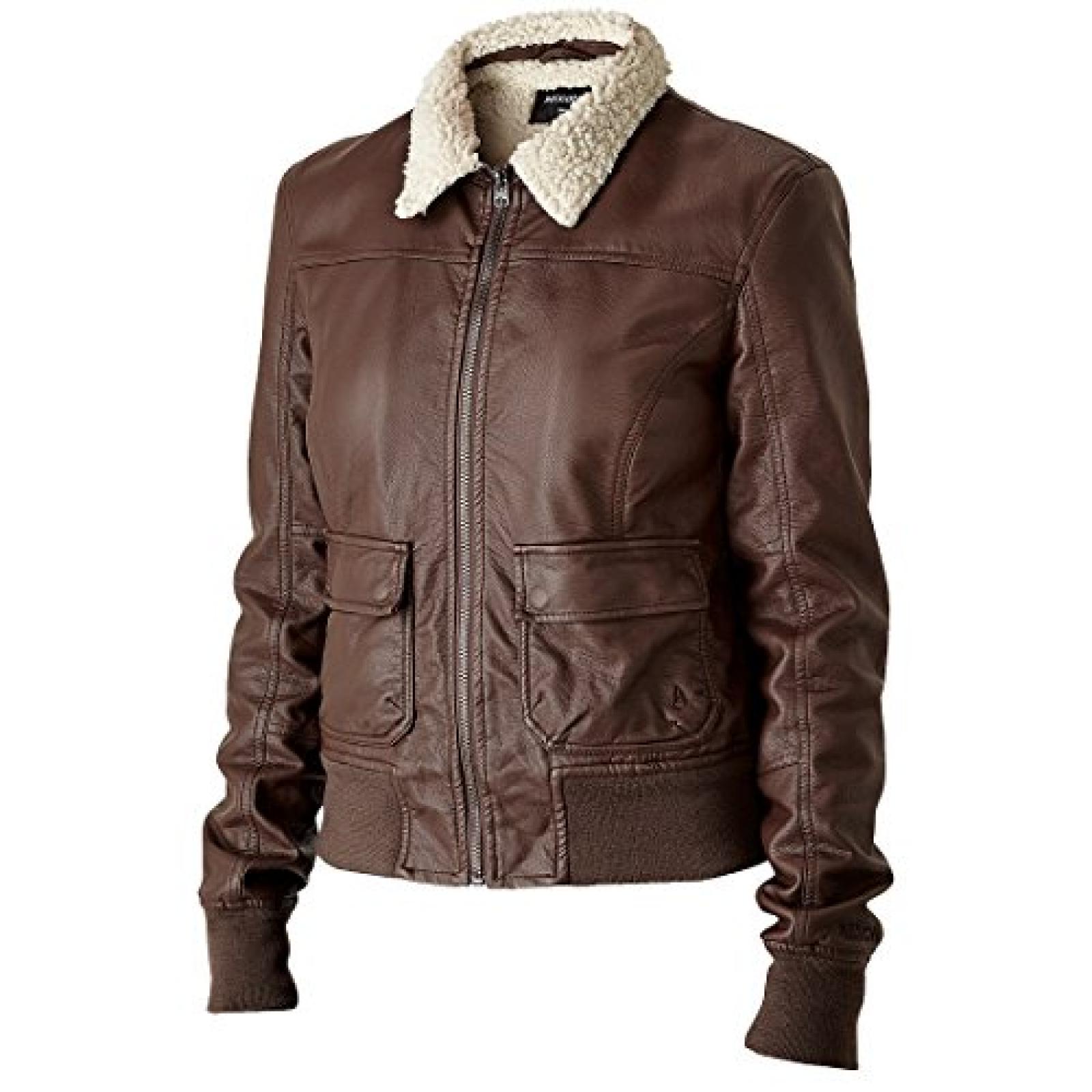 Nixon Rider Sherpa Faux Leather Womens Jacket - Brown - Large Nixon Rider Sherpa Faux Leather Womens Jacket - Brown - Large