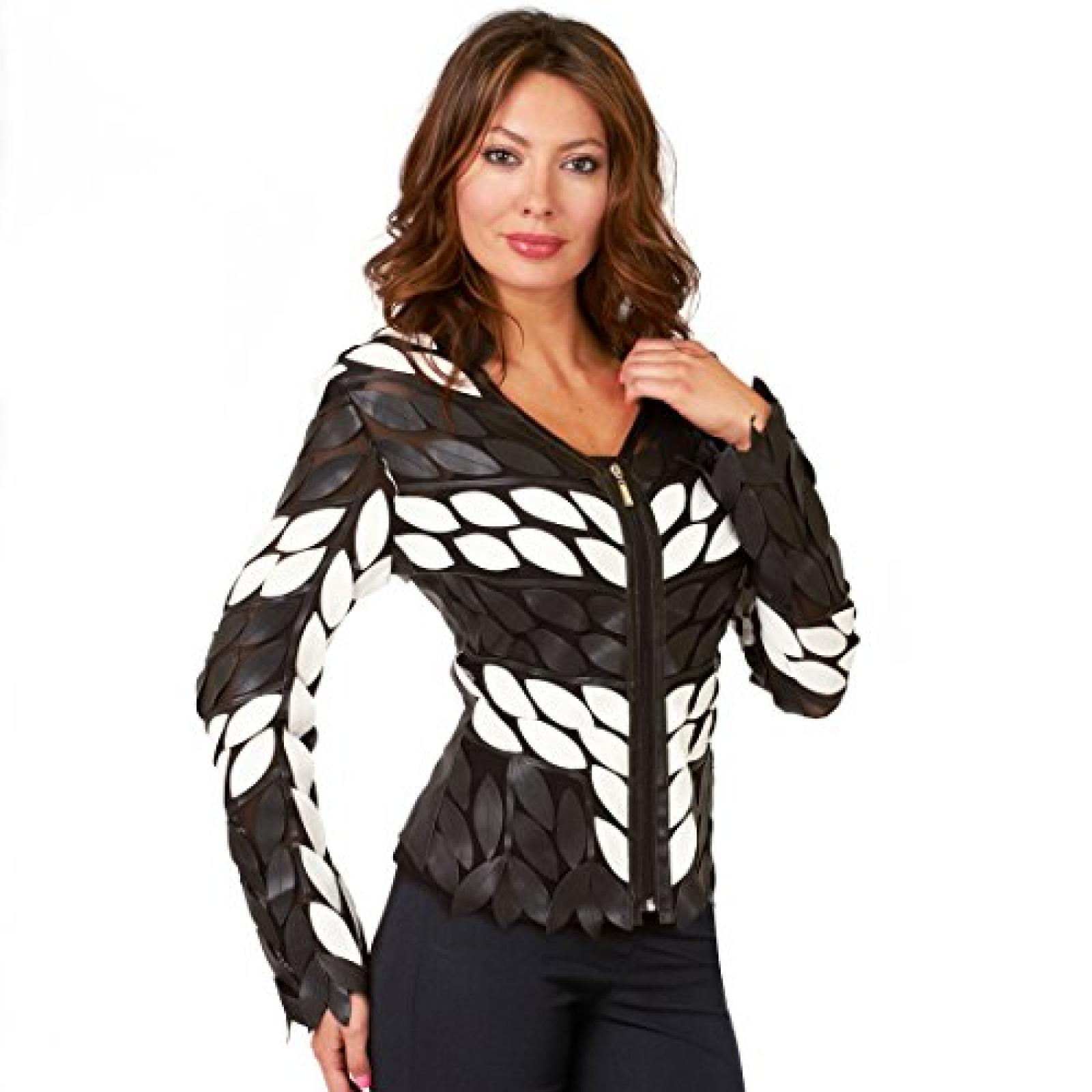 Damen-Jacke MARLENE schwarz/wei&szlig;, Gr. 44 - (35112-U GR.46) 